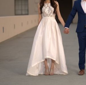 Adrianna Papell Embroidered High-Low Gown